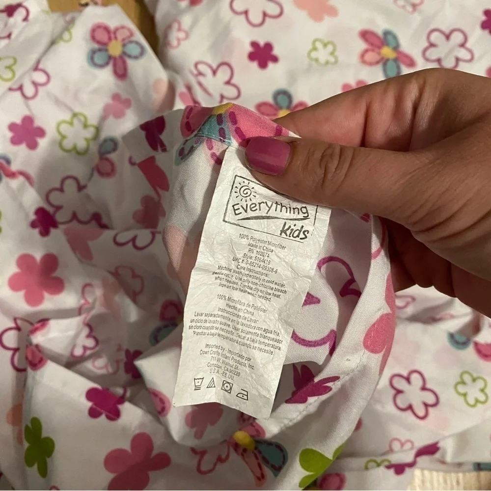 Everything Kids Floral Fitted Flat Sheet Set Crib Toddler Bed Size Pink Blue